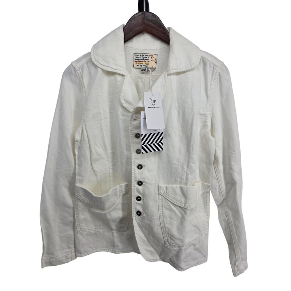 NWT Sandrine Rose Free People Empire Jacket Off White Dust Cotton Linen Size XS